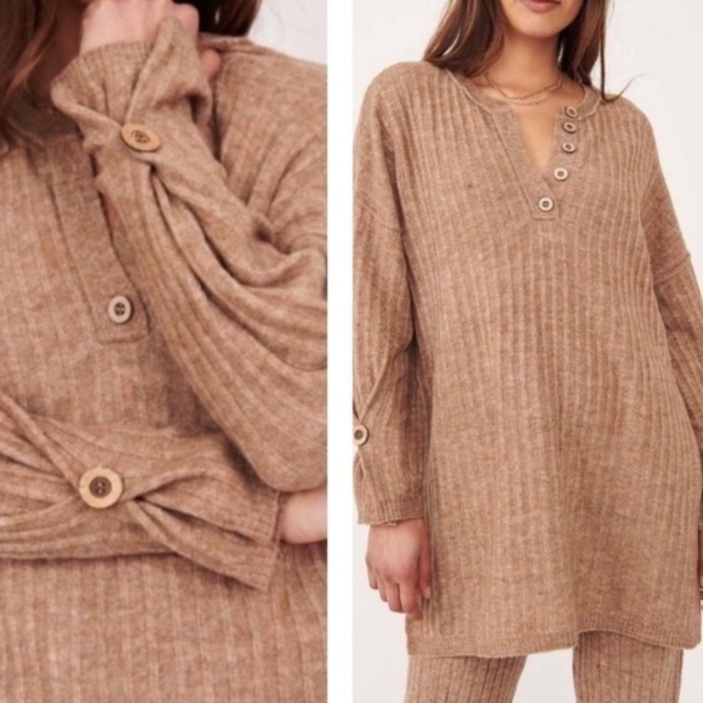 Free People Intimately ‘Around The Clock’ ribbed tunic lounge sweater S